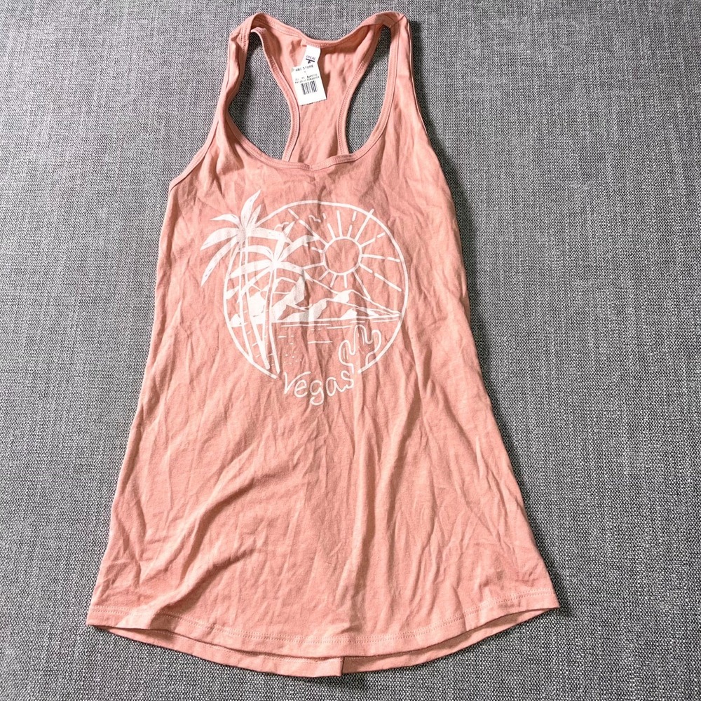 Ideal T By Next Level Racerback Tank Top Womens‎ Small Dusty Rose Graphic Print